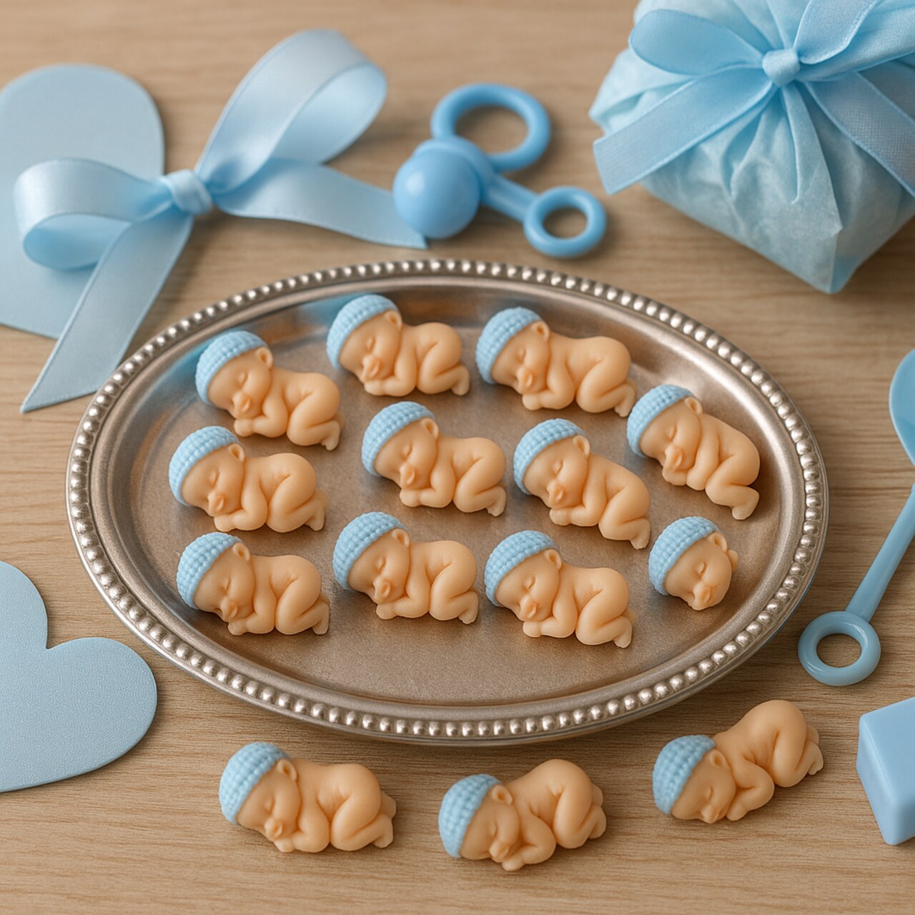 Mini Sleeping Baby Moshe Boy Figurines – 12/Pack (0.75") | Baby Shower Crafts & Judaica Decorations